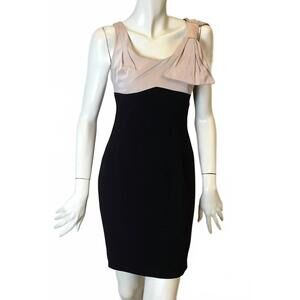 NEW GEORGES RECH women's sleeveless bow dress in black